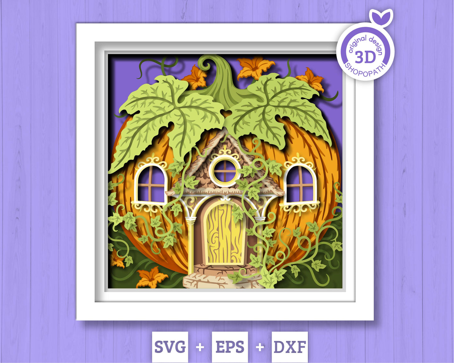 Halloween Pumpkin Fantasy House - 3D Shadow Box Layered SVG DXF EPS (Cutting Files)