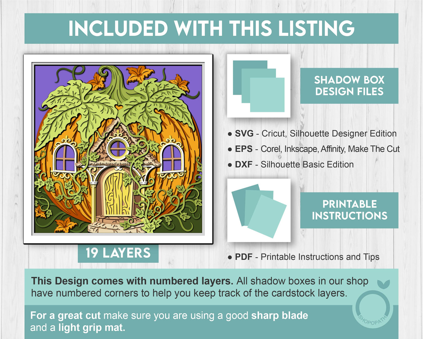 Halloween Pumpkin Fantasy House - 3D Shadow Box Layered SVG DXF EPS (Cutting Files)