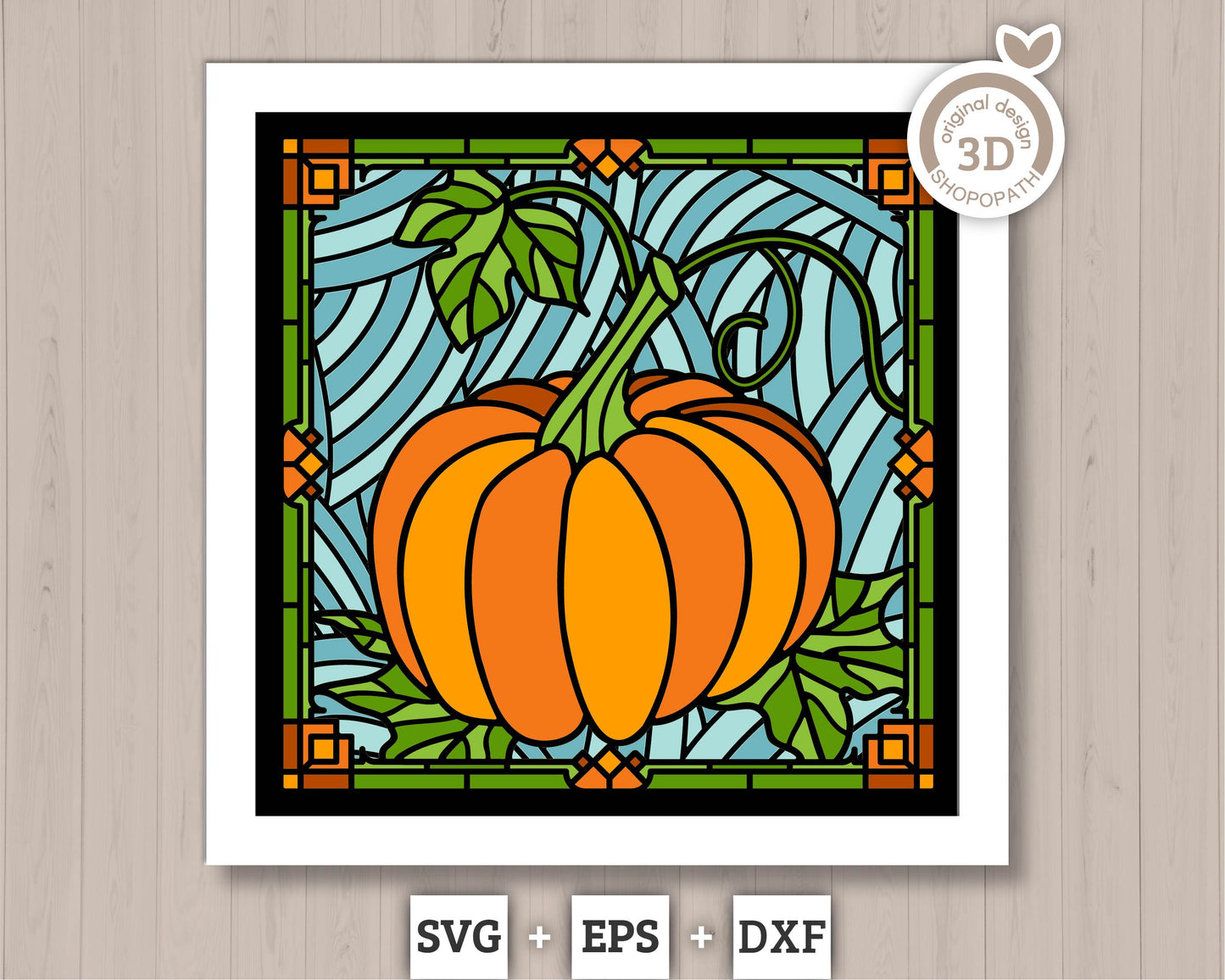3D SVG Stained Glass Pumpkin Shadow Box, Stained Glass Autumn 3D SVG, Layered Stained Glass Pumpkin 3d Svg, Harvest 3d svg Cricut Silhouette
