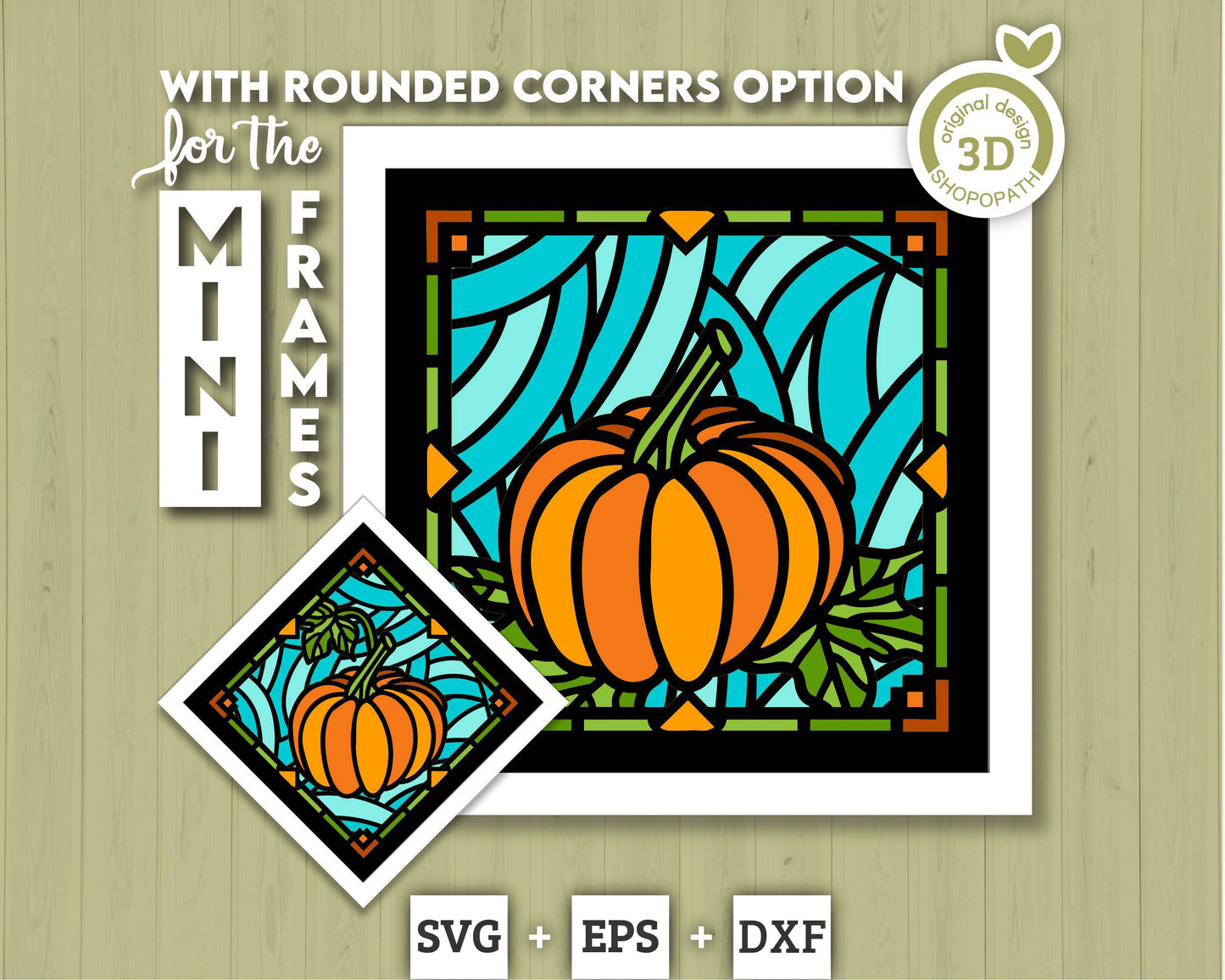 3D SVG Stained Glass Pumpkin Shadow Box, Stained Glass Autumn 3D SVG, Stained Glass Pumpkin 3d Svg, Thanksgiving 3d svg Cricut Silhouette
