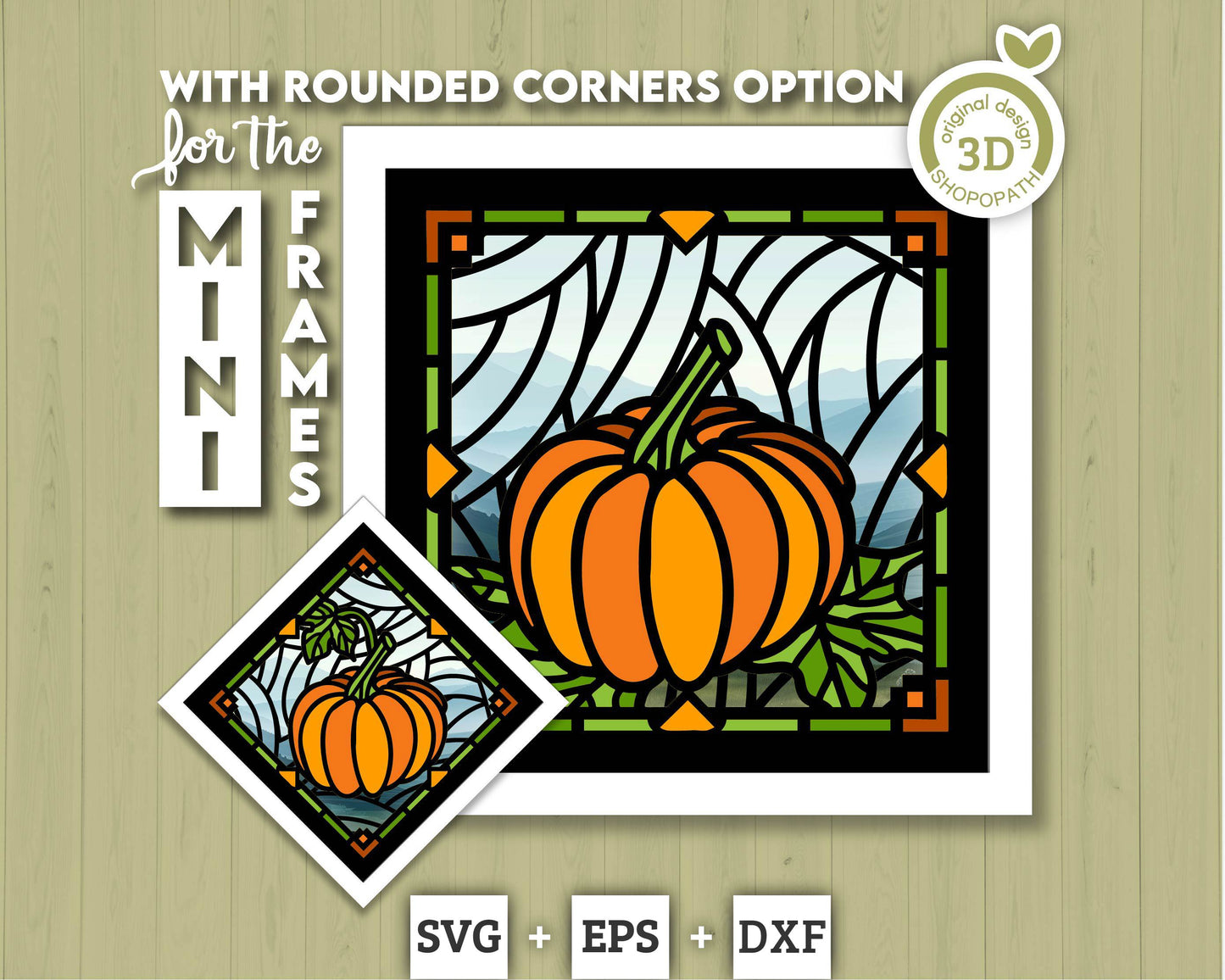 3D SVG Stained Glass Pumpkin Shadow Box, Stained Glass Autumn 3D SVG, Stained Glass Pumpkin 3d Svg, Thanksgiving 3d svg Cricut Silhouette