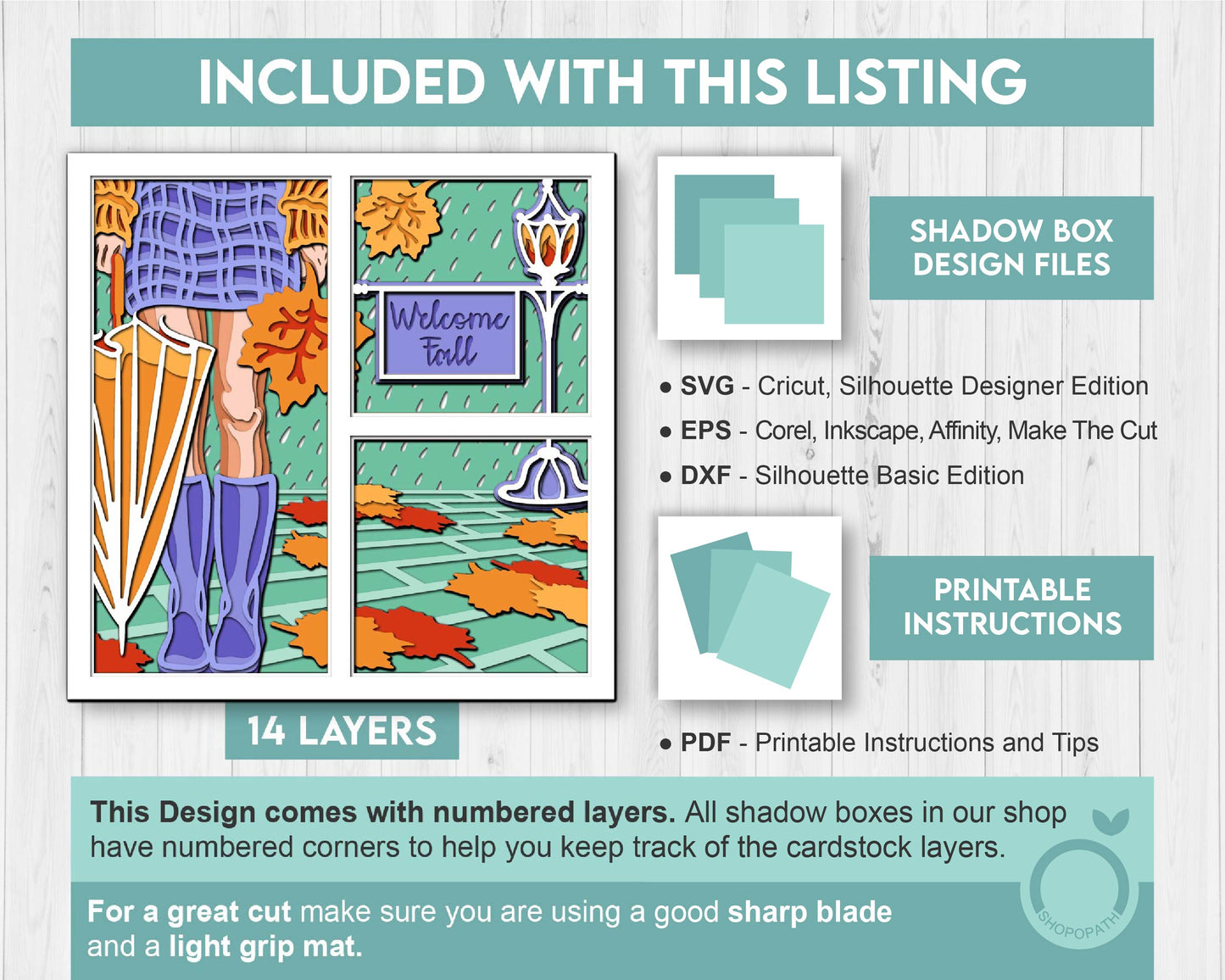 3D Layered Fall Rain SVG EPS, Fall Shadow Box, Autumn 3D Svg, Boots Svg, Leaves 3d Svg, Hello Fall Papercut svg, Cricut Silhouette