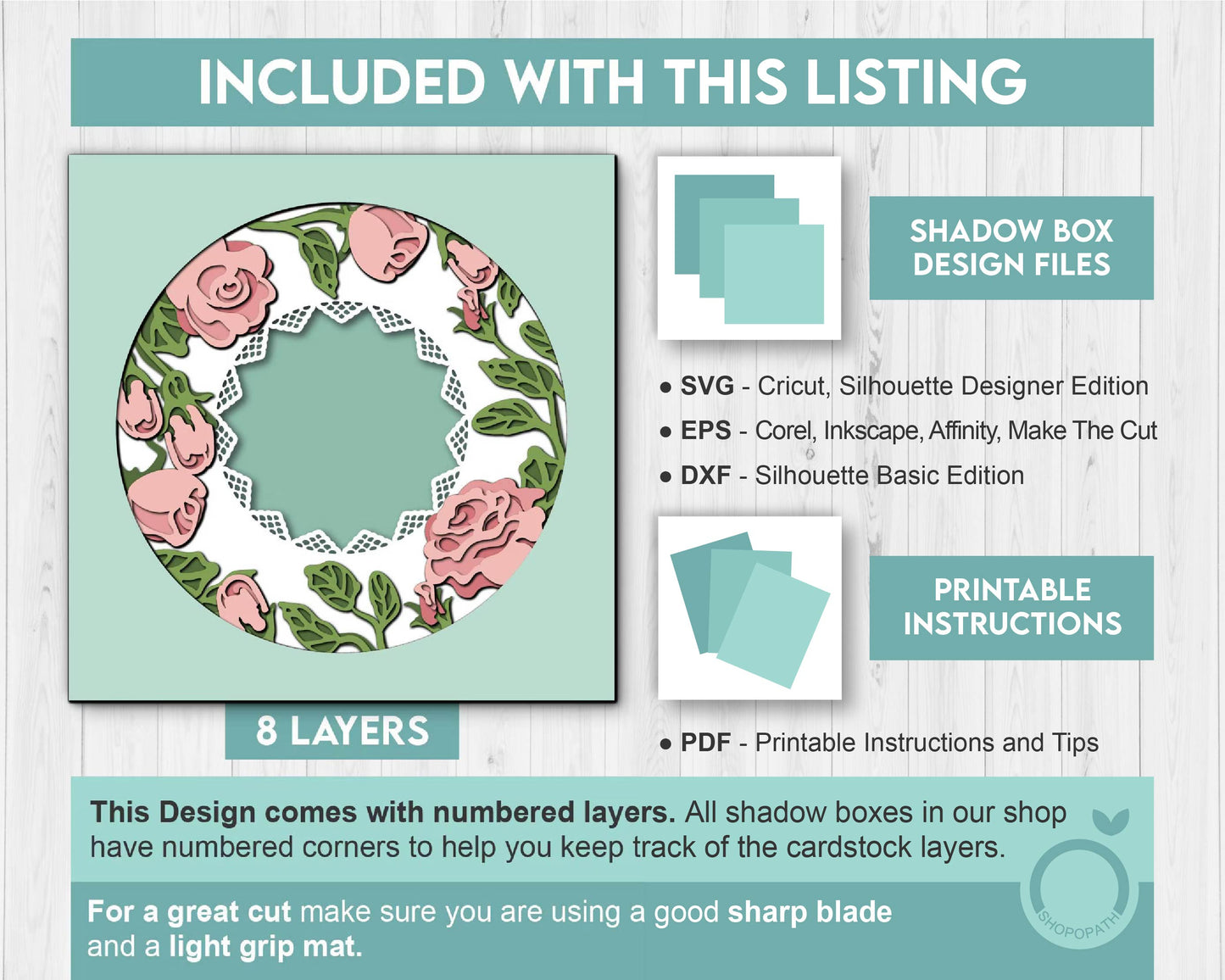 3D Layered Roses with Lace Frame SVG EPS, Custom Name Photo Frame, Floral Shadow Box, Rose 3D Svg Crafting Layered Papercut svg, Cricut