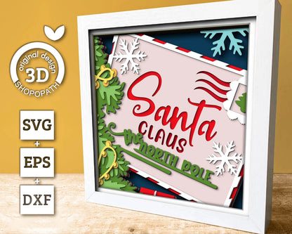 3D SVG Christmas Shadow Box, Layered Winter Svg, Santa Claus Shadow Box, Santa Christmas Letter 3D Svg, North Pole 3d Svg, Cricut Silhouette