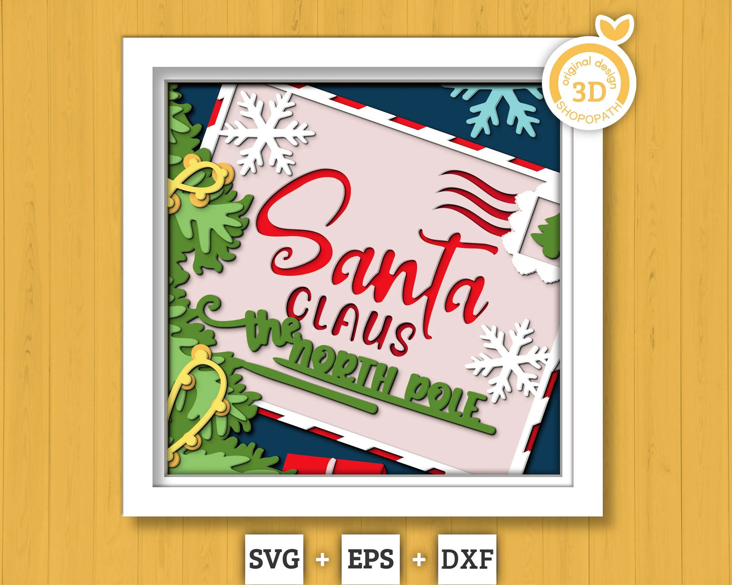 3D SVG Christmas Shadow Box, Layered Winter Svg, Santa Claus Shadow Box, Santa Christmas Letter 3D Svg, North Pole 3d Svg, Cricut Silhouette