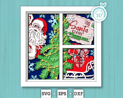 3D SVG Christmas Shadow Box, Layered Winter Svg, Santa Claus Shadow Box, Christmas Socks 3D Svg, Christmas Door 3d Svg, Cricut Silhouette