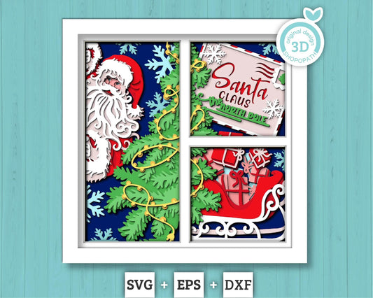 3D SVG Christmas Shadow Box, Layered Winter Svg, Santa Claus Shadow Box, Christmas Socks 3D Svg, Christmas Door 3d Svg, Cricut Silhouette