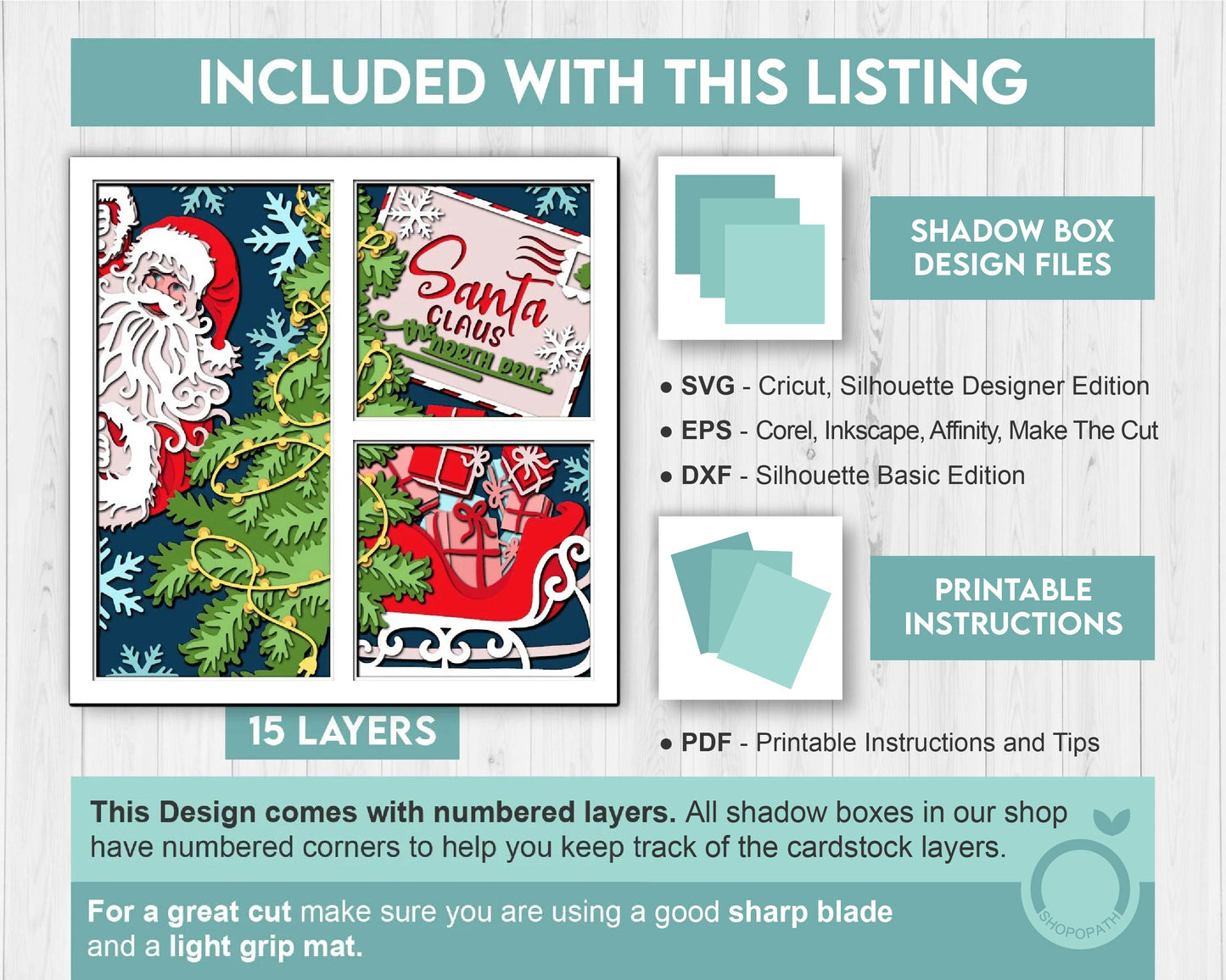 3D SVG Christmas Shadow Box, Layered Winter Svg, Santa Claus Shadow Box, Christmas Socks 3D Svg, Christmas Door 3d Svg, Cricut Silhouette