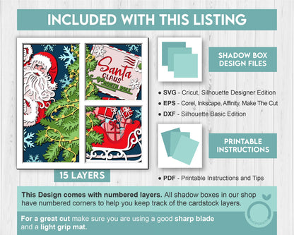 3D SVG Christmas Shadow Box, Layered Winter Svg, Santa Claus Shadow Box, Christmas Socks 3D Svg, Christmas Door 3d Svg, Cricut Silhouette