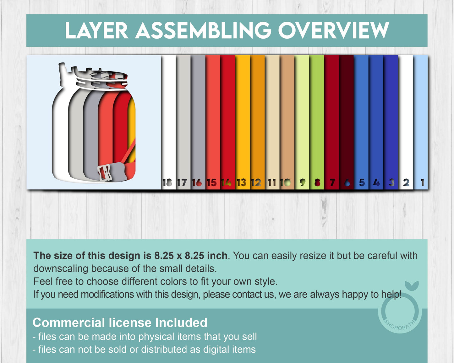 School Supplies in Jar - 3D Shadow Box Layered SVG DXF EPS (Cutting Files)