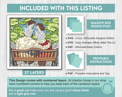Senior Couple Reflection of Youth - 3D Shadow Box Layered SVG DXF EPS (Cutting Files)