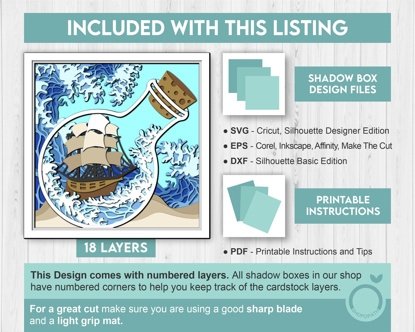3D SVG Sailing Ship In Bottle Shadow Box, Ship 3D Svg, Beach 3d Svg, Sea 3D svg, Summer 3d Svg, Sailboat 3d svg, Cricut Silhouette