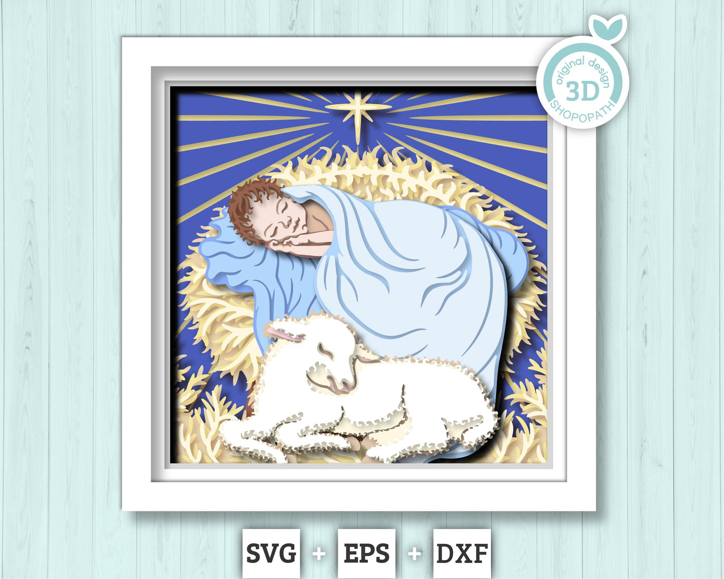 3D SVG Sleeping Baby Shadow Box, 3d SVG Christmas, Baby Jesus 3D Svg, Jesus Christmas SVG, Christian 3d Svg, Lamb 3D svg Cricut Silhouette