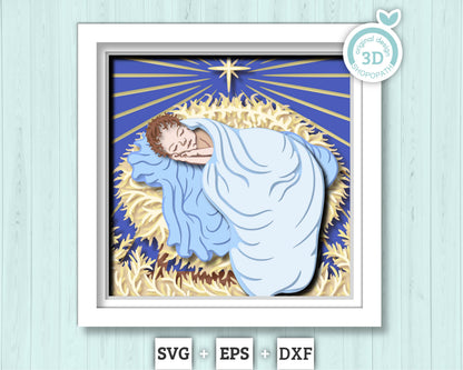 3D SVG Sleeping Baby Shadow Box, 3d SVG Christmas, Baby Jesus 3D Svg, Jesus Christmas SVG, Christian 3d Svg, Lamb 3D svg Cricut Silhouette
