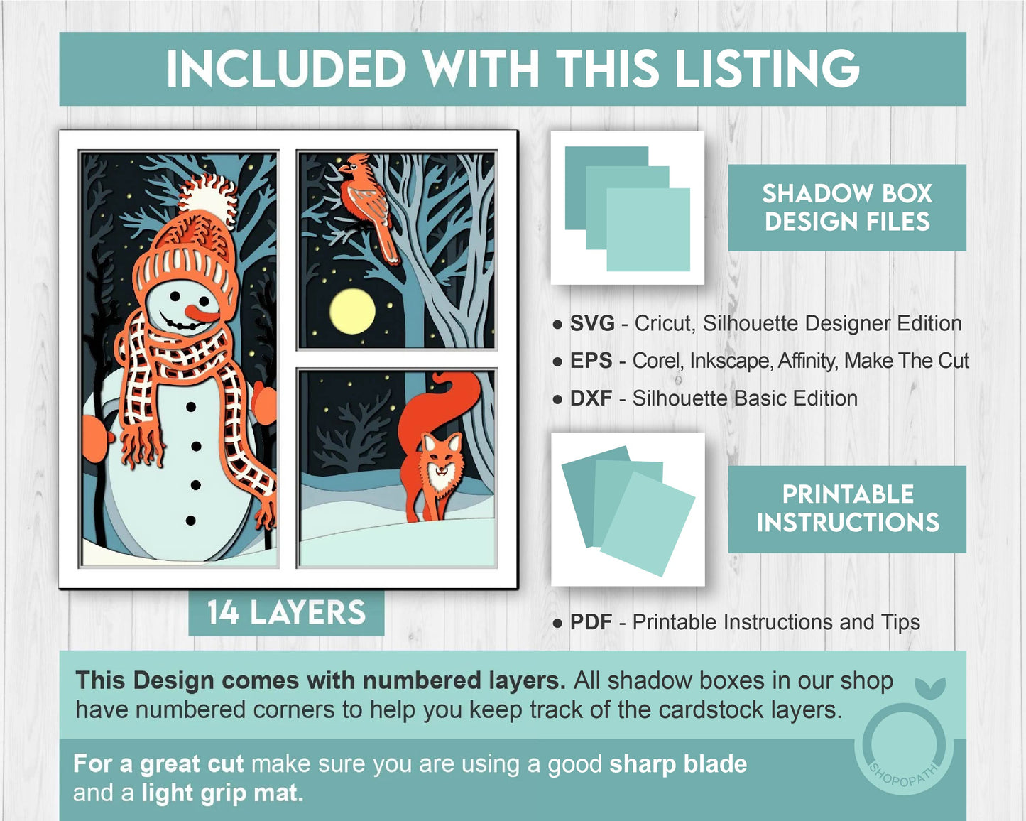 3D SVG Winter Shadow Box, Layered Winter Svg, Snowman Shadow Box, Fox 3D Svg, Christmas Cardinal Snow Woods 3d Svg, Cricut Silhouette