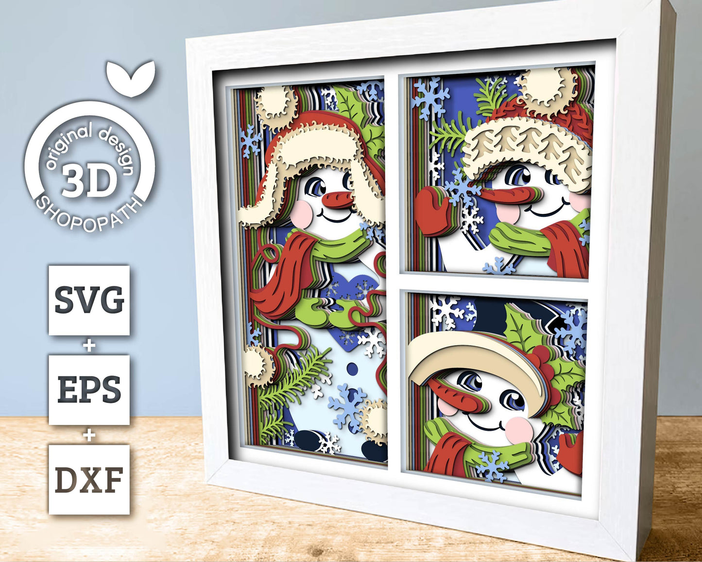 3D SVG Snowmen Shadow Box, Layered Winter Svg, Snowman Shadow Box, Snowflakes 3D Svg, Mistletoe 3D Svg, Christmas 3d Svg, Cricut Silhouette