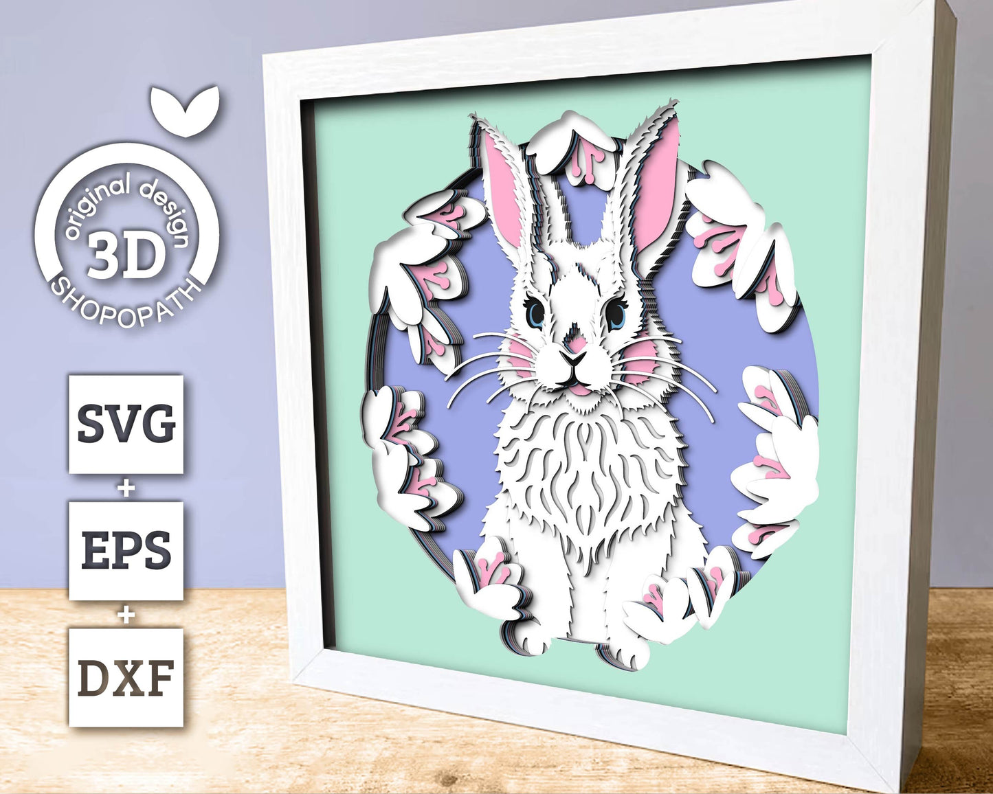 3D SVG Easter Cute Bunny Shadow Box Spring Blossom Tree 3D Svg, Magnolia Flowers Layered svg 3d Flowers 3d Florals Cricut Silhouette