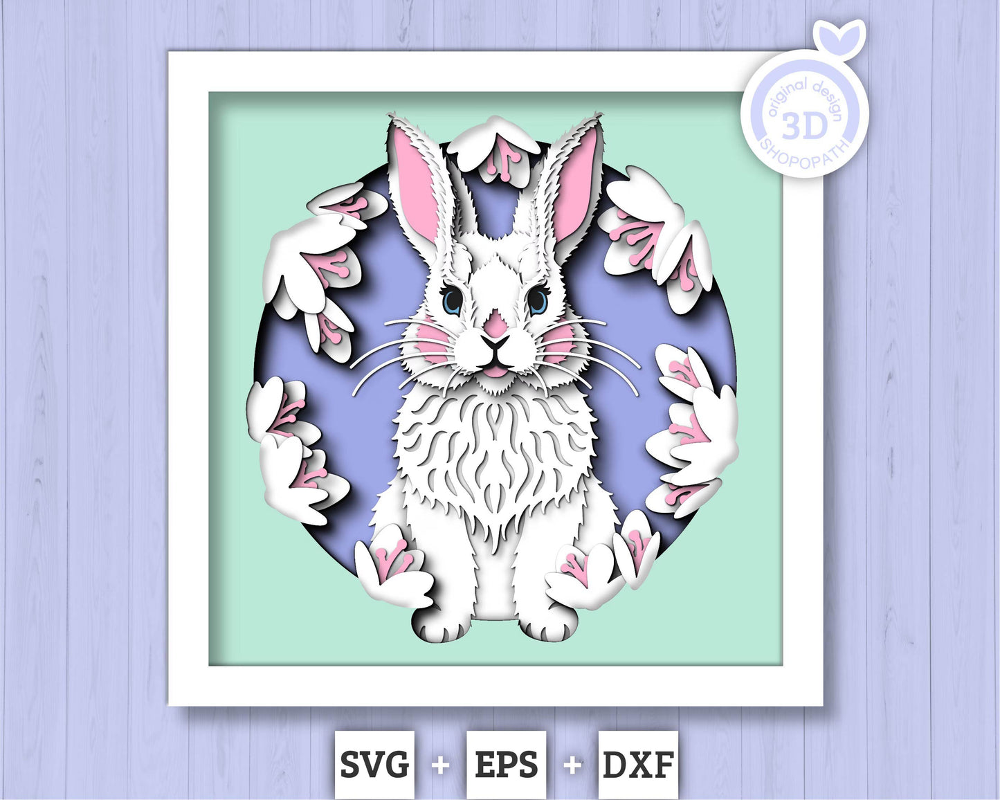 3D SVG Easter Cute Bunny Shadow Box Spring Blossom Tree 3D Svg, Magnolia Flowers Layered svg 3d Flowers 3d Florals Cricut Silhouette
