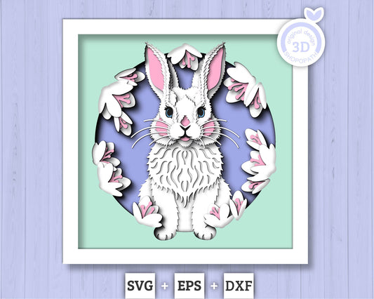 3D SVG Easter Cute Bunny Shadow Box Spring Blossom Tree 3D Svg, Magnolia Flowers Layered svg 3d Flowers 3d Florals Cricut Silhouette
