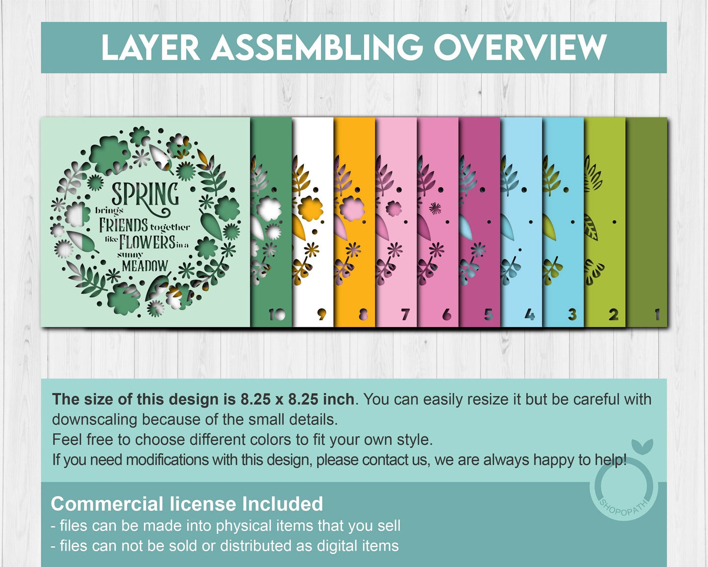 3D Layered Spring Shadow Box Friends Quote, Blossom SVG EPS, Floral Shadow Box, 3D Svg Spring Layered Papercut 3d Flowers Cricut Silhouette