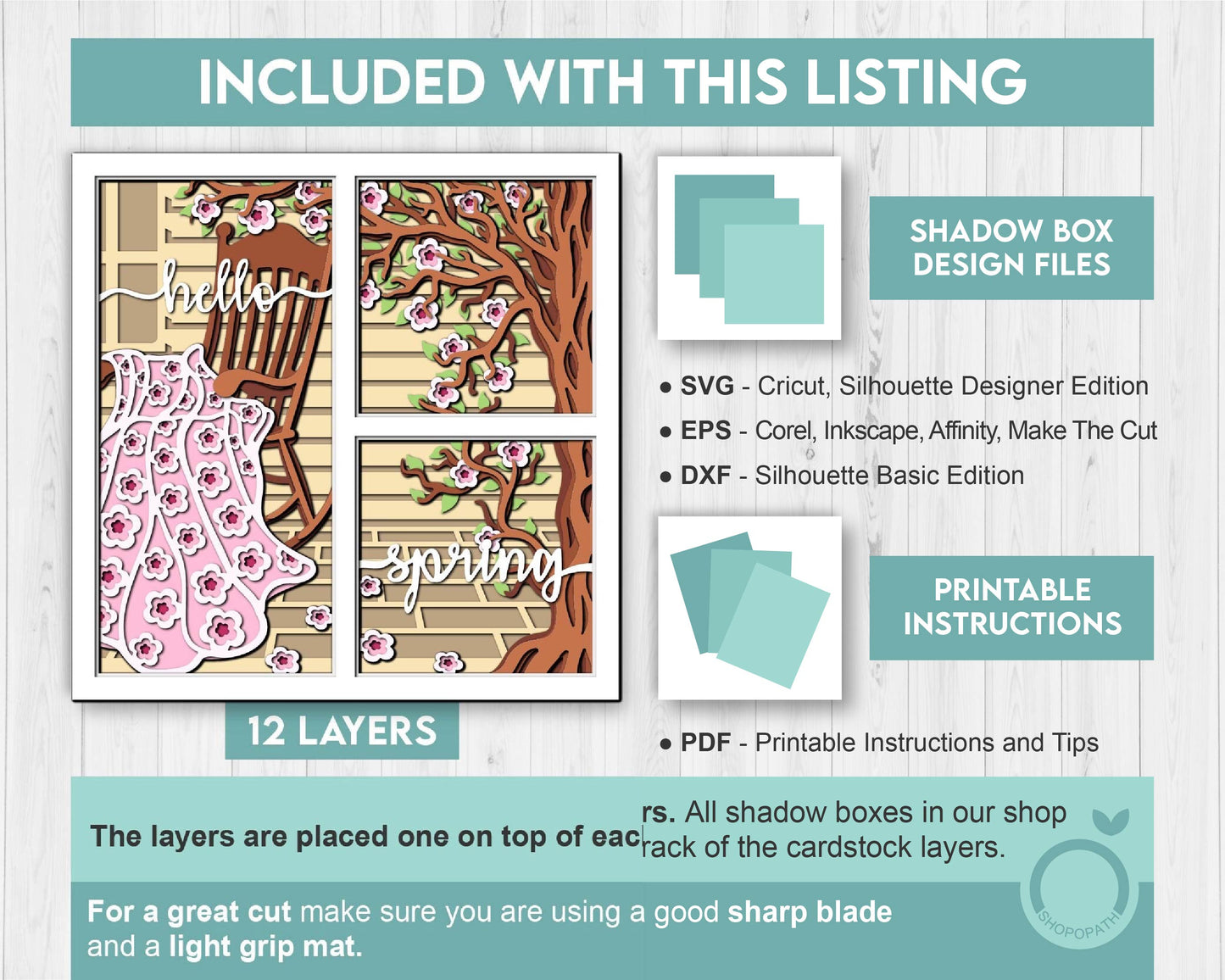 3D Layered Spring Quilt SVG, Spring Shadow Box, Blossom 3D Svg, Flowers 3d Svg, Hello Spring Papercut svg, Cricut Silhouette