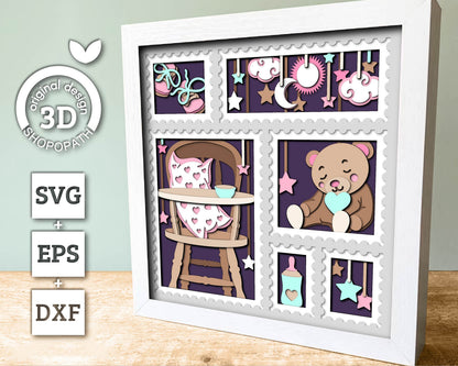 Nursery Room Stamps - 3D Shadow Box Layered SVG DXF EPS (Cutting Files)