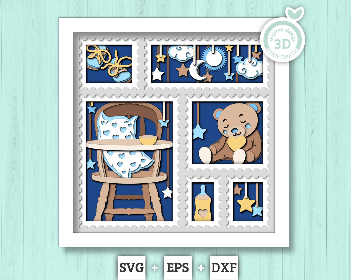 Nursery Room Stamps - 3D Shadow Box Layered SVG DXF EPS (Cutting Files)