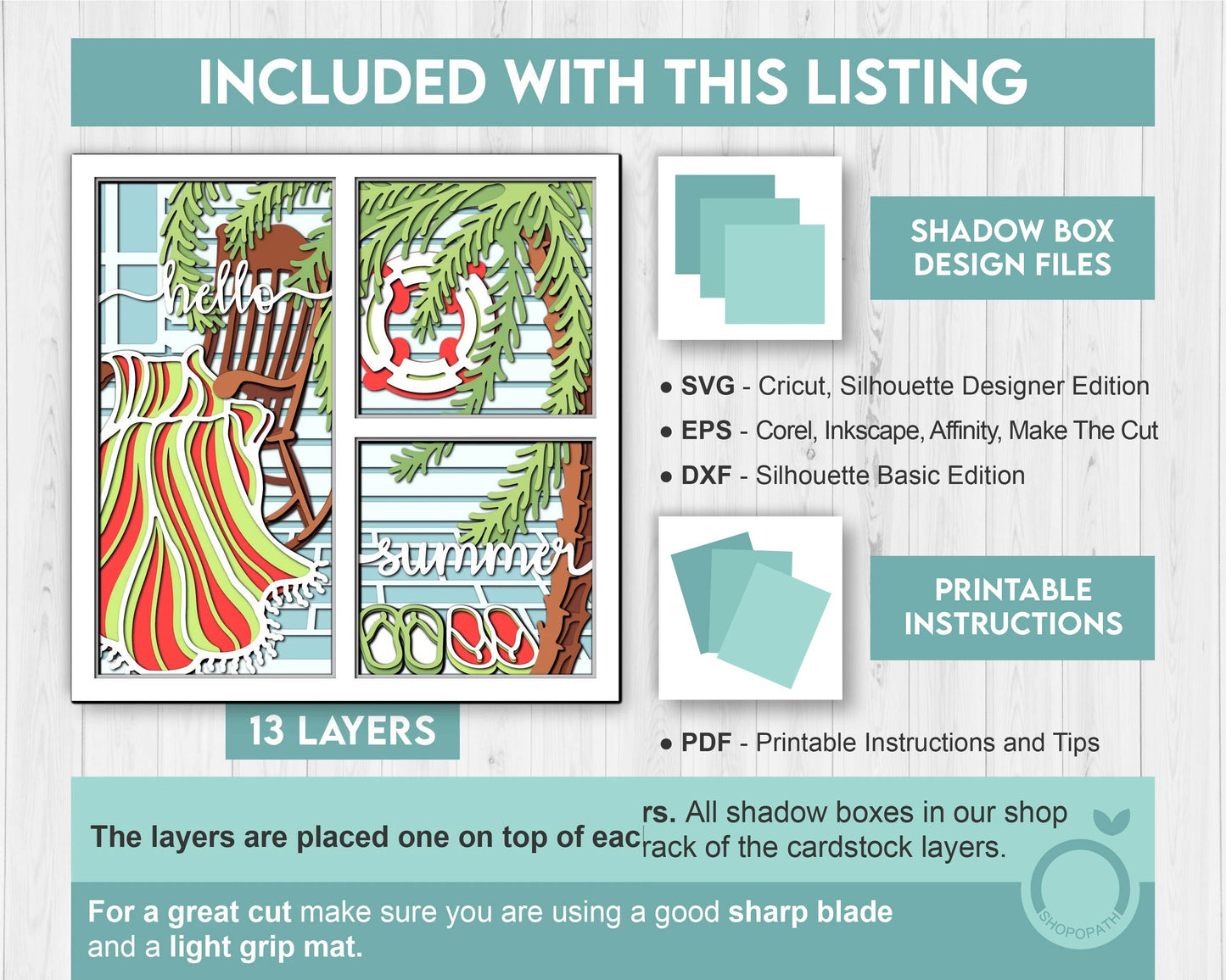 3D SVG Summer Beach Chair Shadow Box, Layered Beach Blanket Shadow Box Svg, Palm Tree 3d Svg, Summer Beach Shadow Box svg Cricut Silhouette