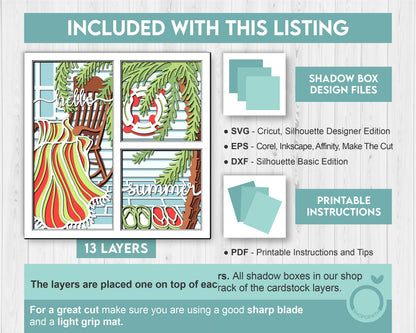 3D SVG Summer Beach Chair Shadow Box, Layered Beach Blanket Shadow Box Svg, Palm Tree 3d Svg, Summer Beach Shadow Box svg Cricut Silhouette
