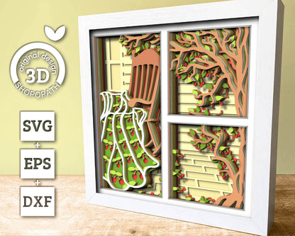 Summer Cherry Quilt Panels - 3D Shadow Box Layered SVG DXF EPS (Cutting Files)