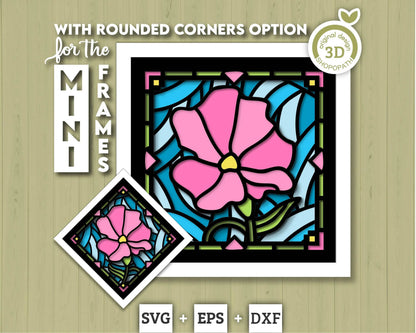 3D SVG Sweet Pea Mini Stained Glass Shadow Box, Sweet Pea 3D svg, 3D Flowers svg, 3D SVG Floral Spring Shadow Box svg Cricut Silhouette