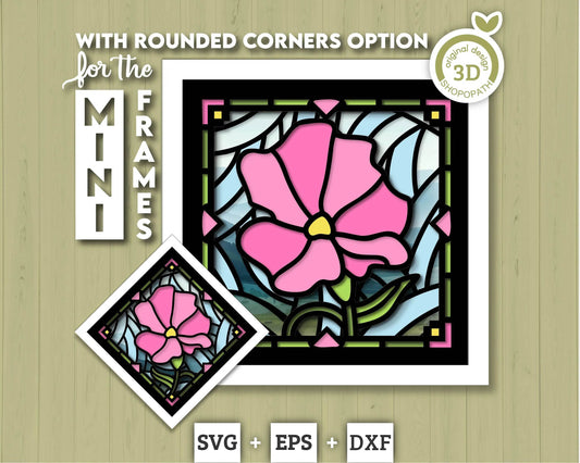 3D SVG Sweet Pea Mini Stained Glass Shadow Box, Sweet Pea 3D svg, 3D Flowers svg, 3D SVG Floral Spring Shadow Box svg Cricut Silhouette