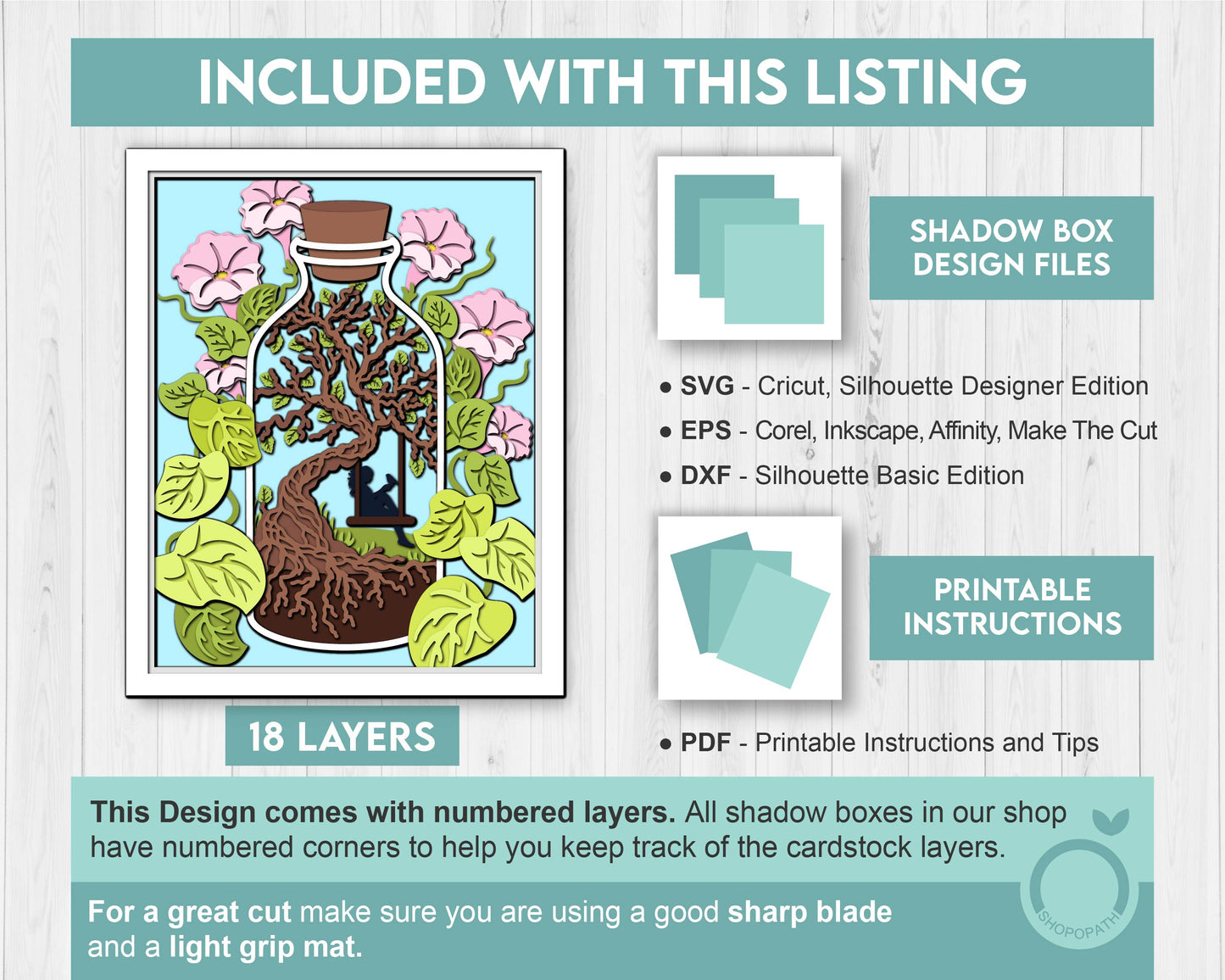 3D SVG Terrarium In Bottle Shadow Box, Morning Glory Flower 3d svg, Woman Reading 3d svg, 3D Summer SVG, 3D Floral SVG, Cricut Silhouette