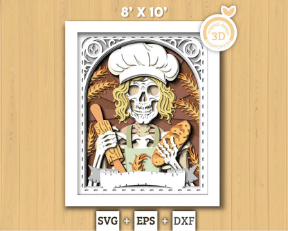 The Baker Tarot Card 8x10 inch, 3D Shadow Box, Baker 3D SVG, Layered Bakery Tarot Card Cutting DXF EPS Files for Cricut Silhouette Brother