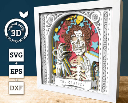 3D SVG Crafter Skeleton Tarot Card Shadow Box, Halloween Shadow Box 3D Svg, Layered Crafting 3d SVG, Tarot 3D Svg, Cricut Silhouette