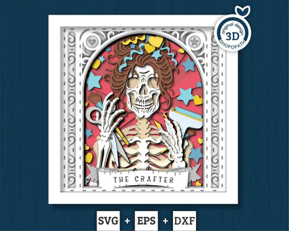 3D SVG Crafter Skeleton Tarot Card Shadow Box, Halloween Shadow Box 3D Svg, Layered Crafting 3d SVG, Tarot 3D Svg, Cricut Silhouette