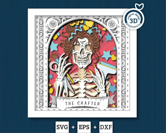 3D SVG Crafter Skeleton Tarot Card Shadow Box, Halloween Shadow Box 3D Svg, Layered Crafting 3d SVG, Tarot 3D Svg, Cricut Silhouette