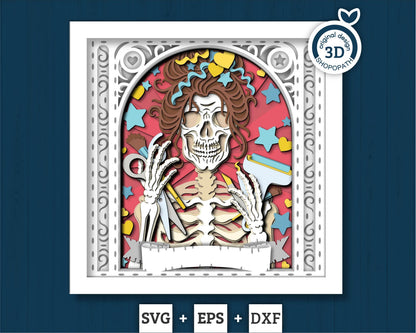 3D SVG Crafter Skeleton Tarot Card Shadow Box, Halloween Shadow Box 3D Svg, Layered Crafting 3d SVG, Tarot 3D Svg, Cricut Silhouette