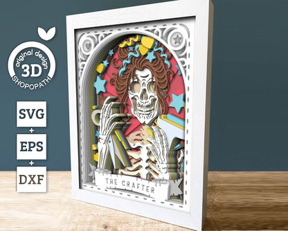 3D SVG Crafter Skeleton Tarot Card 8x10 Shadow Box, Halloween Shadow Box 3D Svg, Layered Crafting 3d SVG, Tarot 3D Svg, Cricut Silhouette