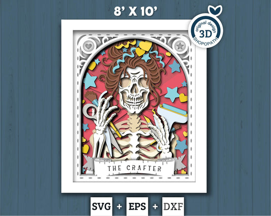 3D SVG Crafter Skeleton Tarot Card 8x10 Shadow Box, Halloween Shadow Box 3D Svg, Layered Crafting 3d SVG, Tarot 3D Svg, Cricut Silhouette