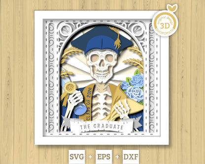 Boy Graduate Skeleton Tarot Card - 3D Shadow Box Layered SVG DXF EPS (Cutting Files)