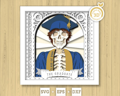 Boy Graduate Skeleton Tarot Card - 3D Shadow Box Layered SVG DXF EPS (Cutting Files)