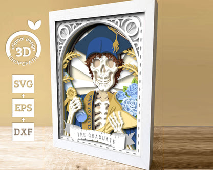 Boy Graduate Skeleton Tarot Card 8x10 inch - 3D Shadow Box Layered SVG DXF EPS (Cutting Files)