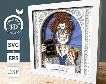 The Teacher Skeleton Tarot Card - 3D Shadow Box Layered SVG DXF EPS (Cutting Files)