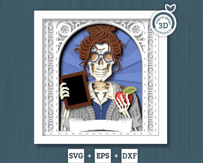 The Teacher Skeleton Tarot Card - 3D Shadow Box Layered SVG DXF EPS (Cutting Files)