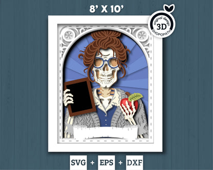 The Teacher Skeleton Tarot Card 8x10 inch - 3D Shadow Box Layered SVG DXF EPS (Cutting Files)
