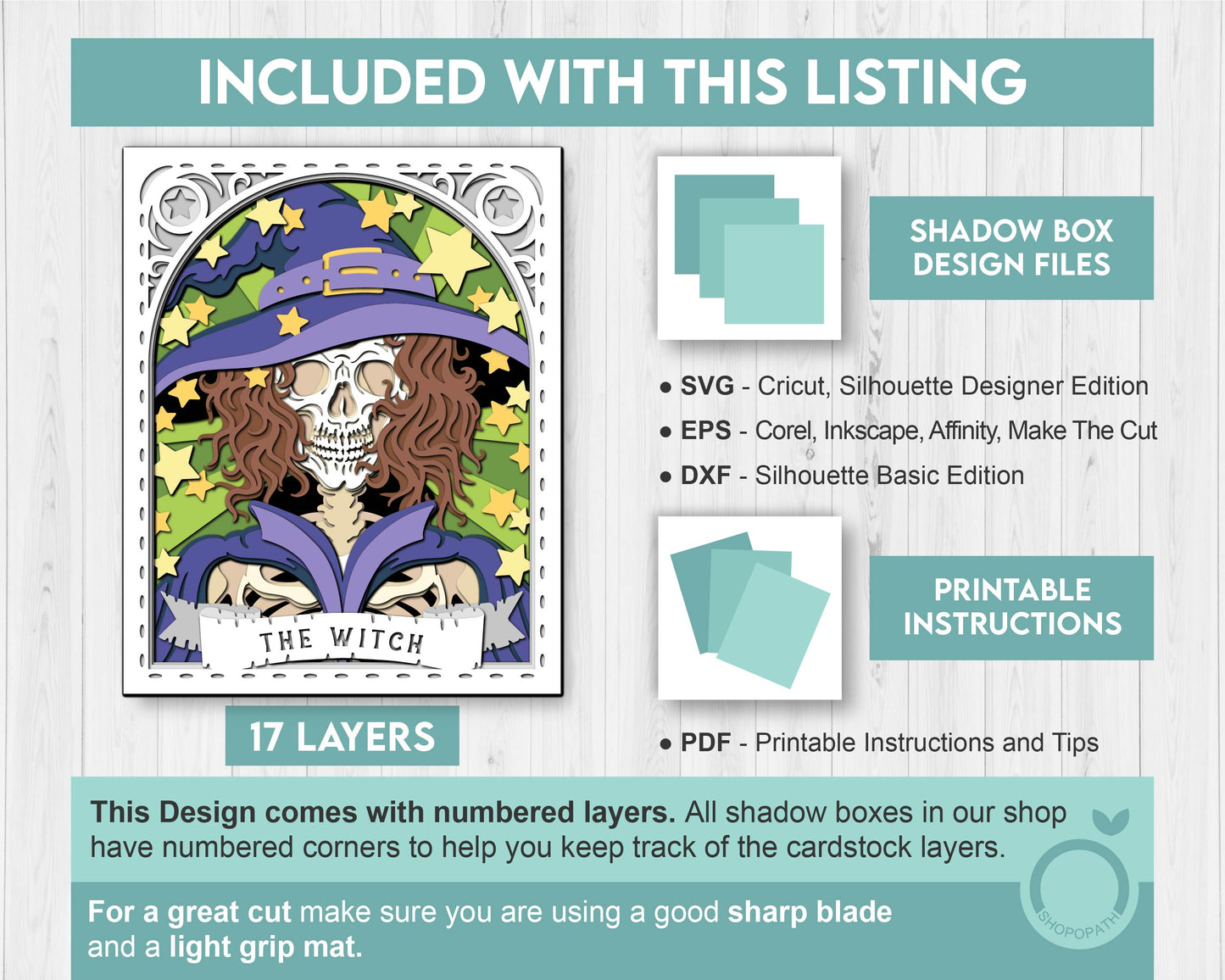 3D SVG Witch Skeleton Tarot Card 8x10 Shadow Box, Halloween Shadow Box 3D Svg, Cards SVG, Witch 3d SVG, Tarot 3D Svg, Cricut Silhouette