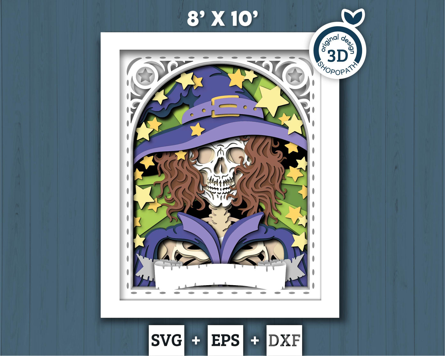 3D SVG Witch Skeleton Tarot Card 8x10 Shadow Box, Halloween Shadow Box 3D Svg, Cards SVG, Witch 3d SVG, Tarot 3D Svg, Cricut Silhouette