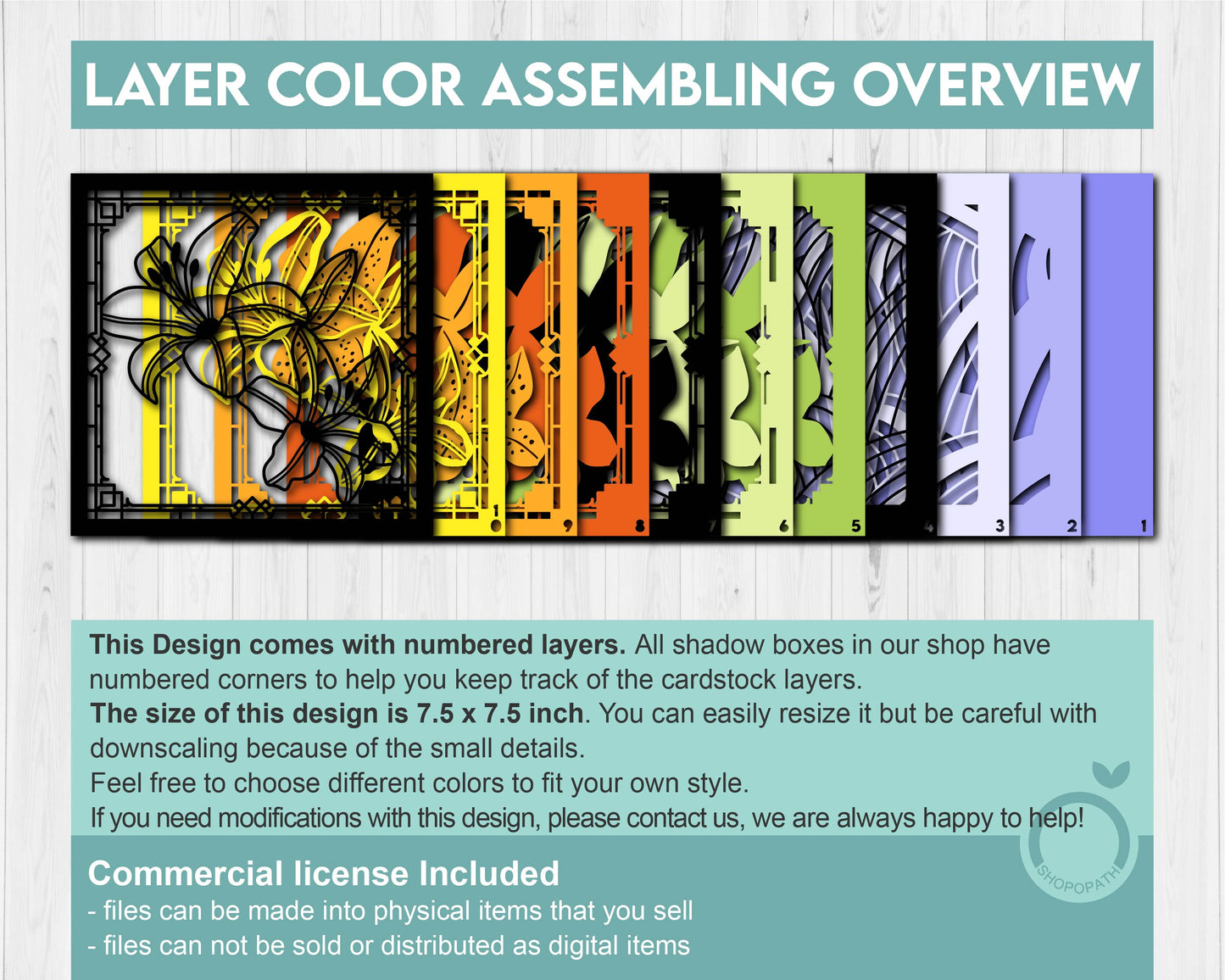 Tiger Lily Flower Stained Glass - 3D Shadow Box Layered SVG DXF EPS (Cutting Files)