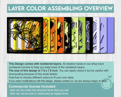 Tiger Lily Flower Stained Glass - 3D Shadow Box Layered SVG DXF EPS (Cutting Files)